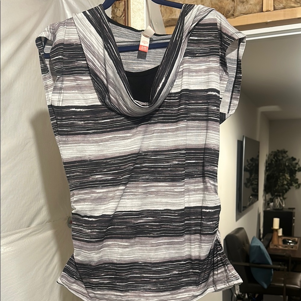 Striped Black and Gray Women's Top